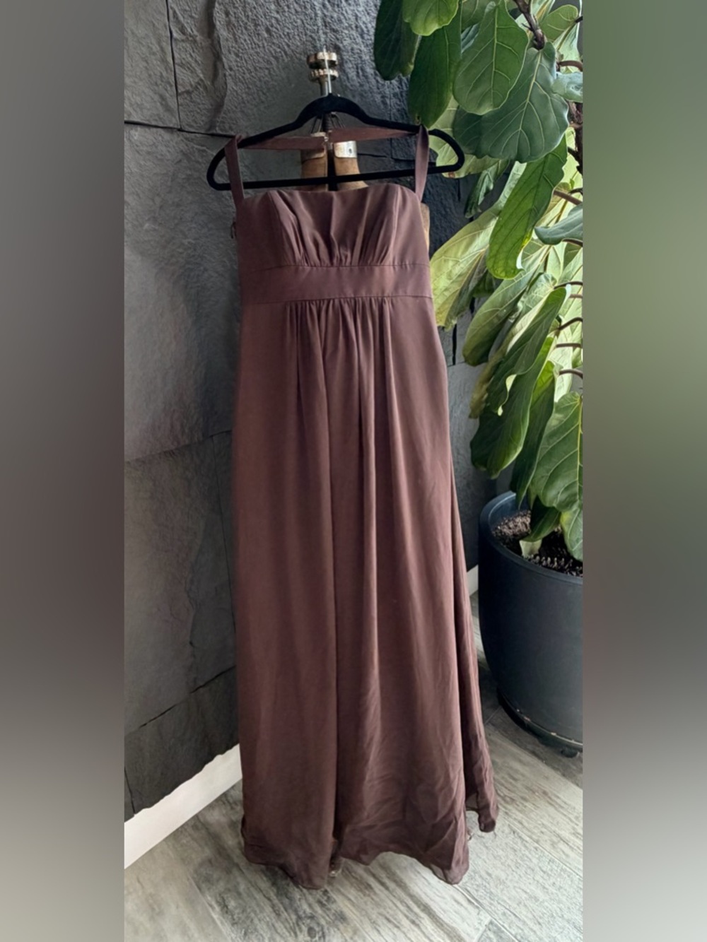 Alfred Angelo Strapless Maxi Dress in Chocolate Brown